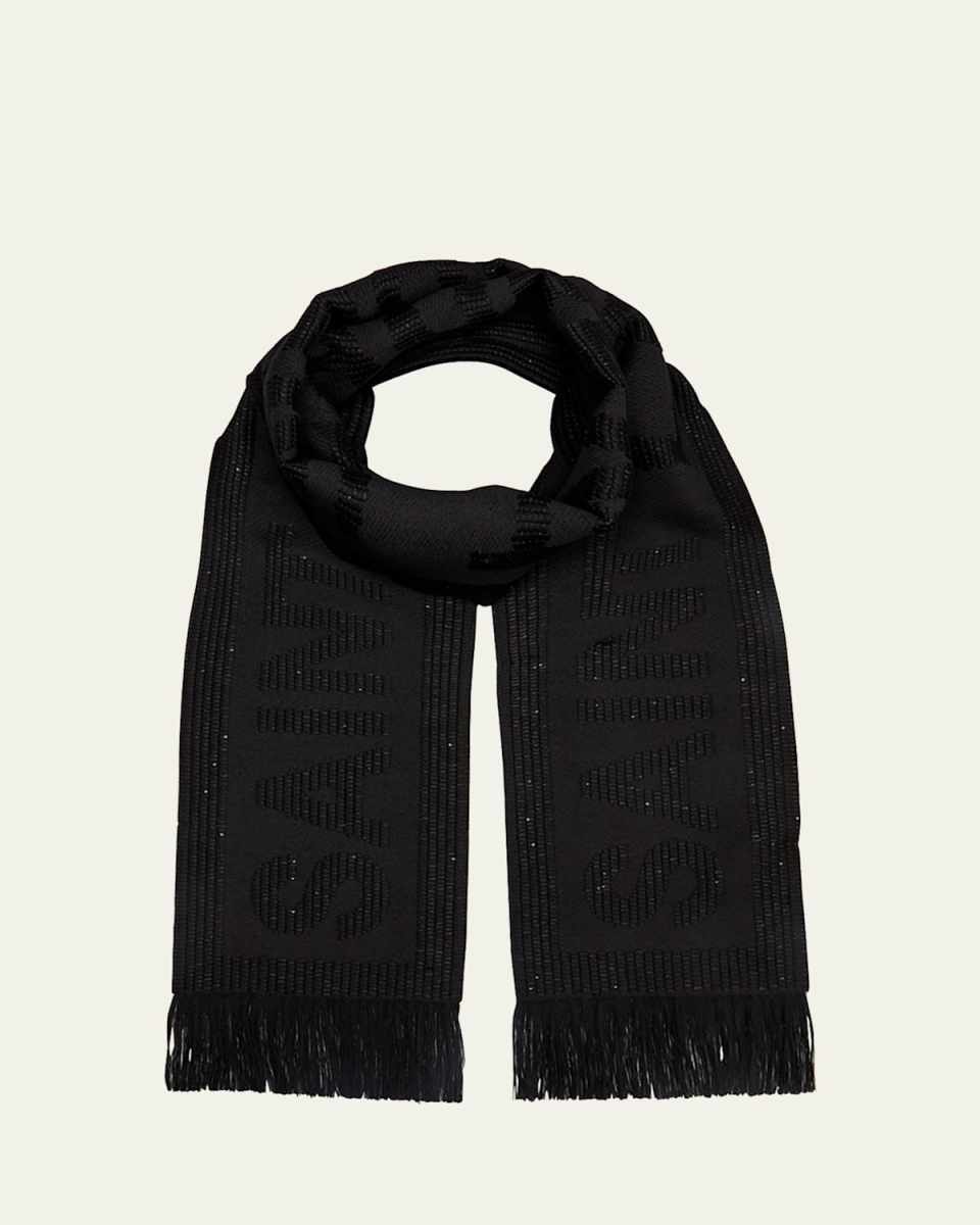 Logo Sequin Wool-Silk Scarf